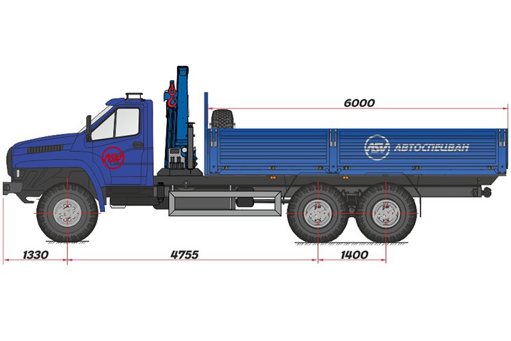 Бортовой автомобиль Урал 4320 NEXT (капотный) с КМУ ИМ-95 0