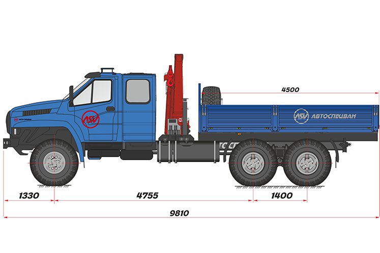 Бортовой автомобиль Урал 4320 NEXT (сдвоенная кабина) с КМУ ИМ-150N 0