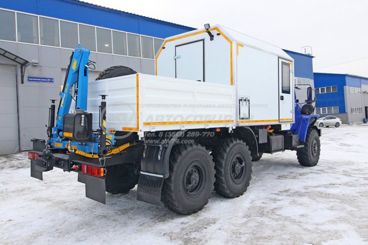 Передвижная мастерская ПАРМ Урал 4320-1951-60 с бортовой платформой и КМУ ИМ-20 2