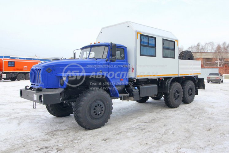 Передвижная мастерская ПАРМ Урал 4320-1951-60 с бортовой платформой и КМУ ИМ-20 1