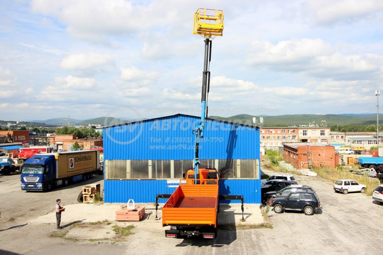 Бортовой КАМАЗ 43118-3027-50 с КМУ ИМ-180 с люлькой для подъема людей 6