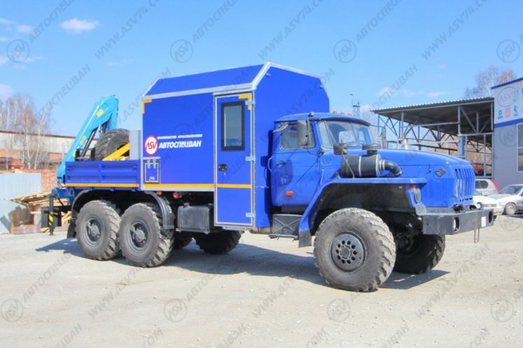 Агрегат для ремонта и обслуживания качалок АРОК Урал 4320-1912-60Е5 с КМУ ИМ-50 с люлькой 0