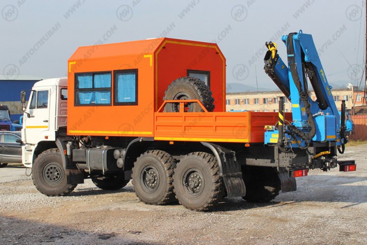 Вахтовый автобус с бортовой платформой и КМУ ИМ-95 КАМАЗ 43118-3027-50, 8 мест 3