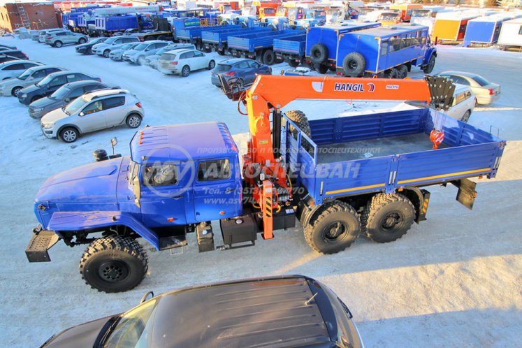 Бортовой автомобиль Урал 4320-1982-60 (сдвоенная кабина) с КМУ HANGIL 976 6