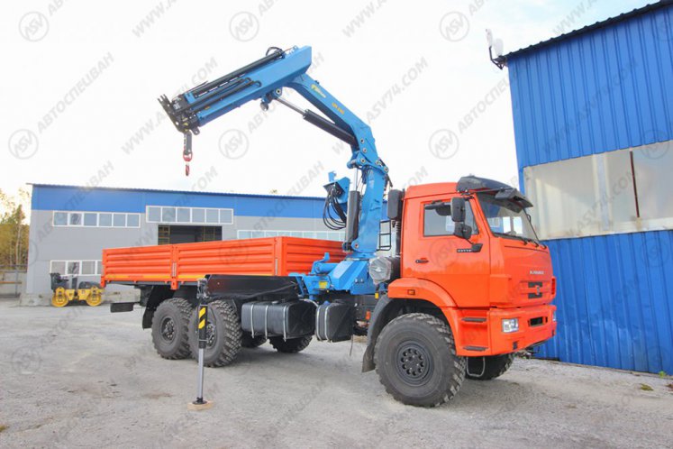 Бортовой КАМАЗ 43118-3027-50 с КМУ ИМ-240 с люлькой для подъема людей 1