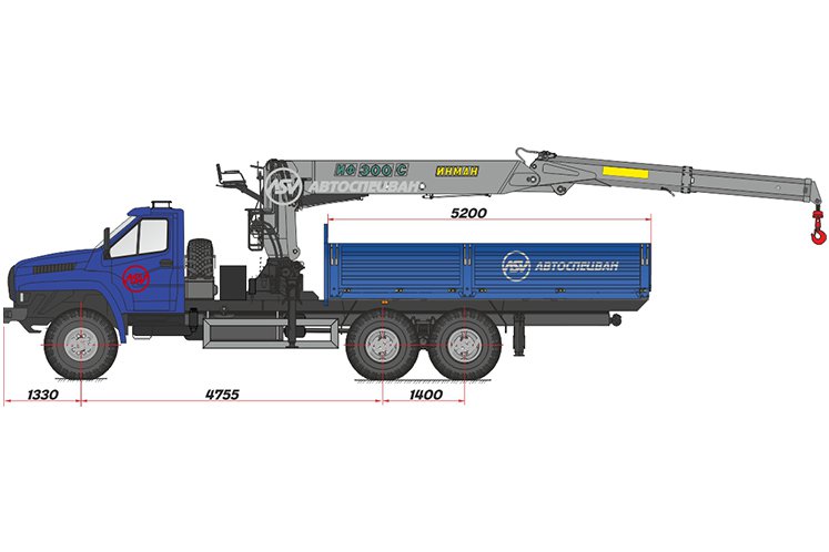 Бортовой автомобиль Урал 4320 NEXT (капотный) с КМУ ИФ-300 0