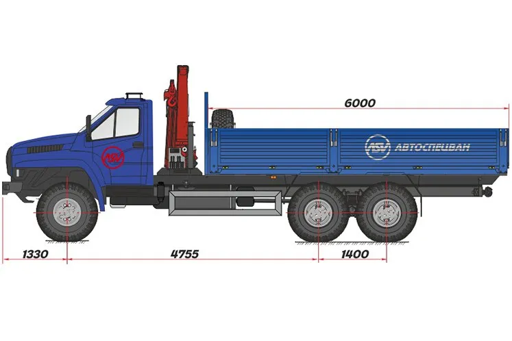 Бортовой автомобиль Урал 4320 NEXT (капотный) с КМУ Palfinger 15500 0