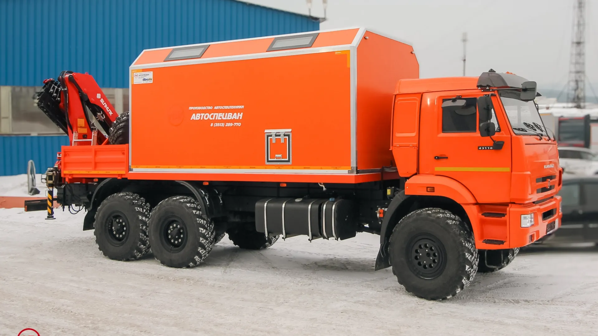 ПАРМ с токарным станком и КМУ Sunhunk 125 на шасси КамАЗ 43118-50 0